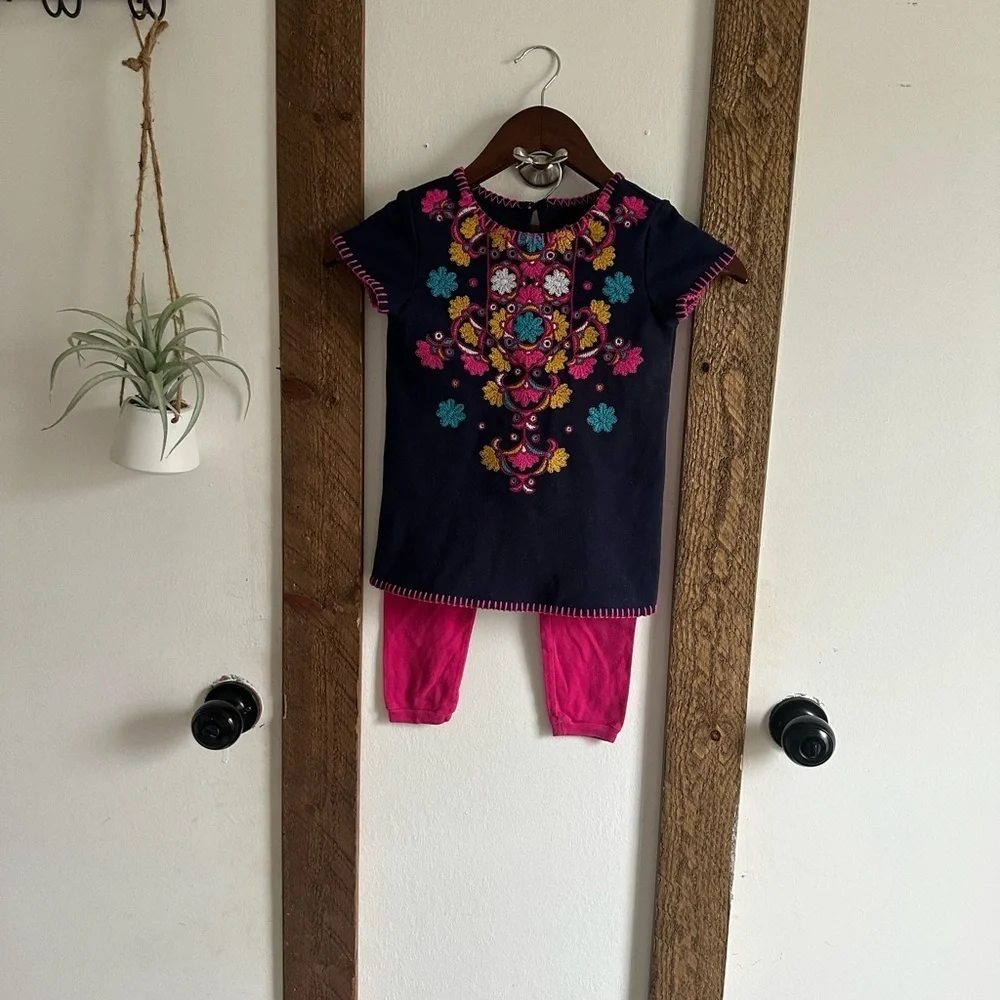 Osh Kosh Genuine Kid Embroidered Tunic Dress + Carter’s Bottoms Girl 4T Boho